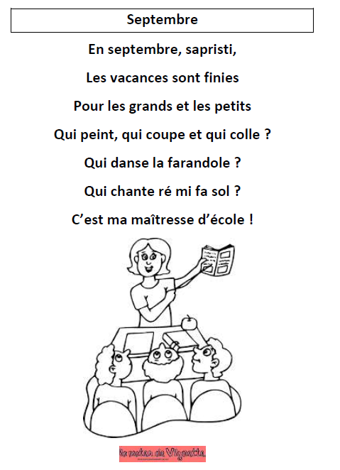 Poesies Et Chants Rentree Des Classes La Mater De Vlynette